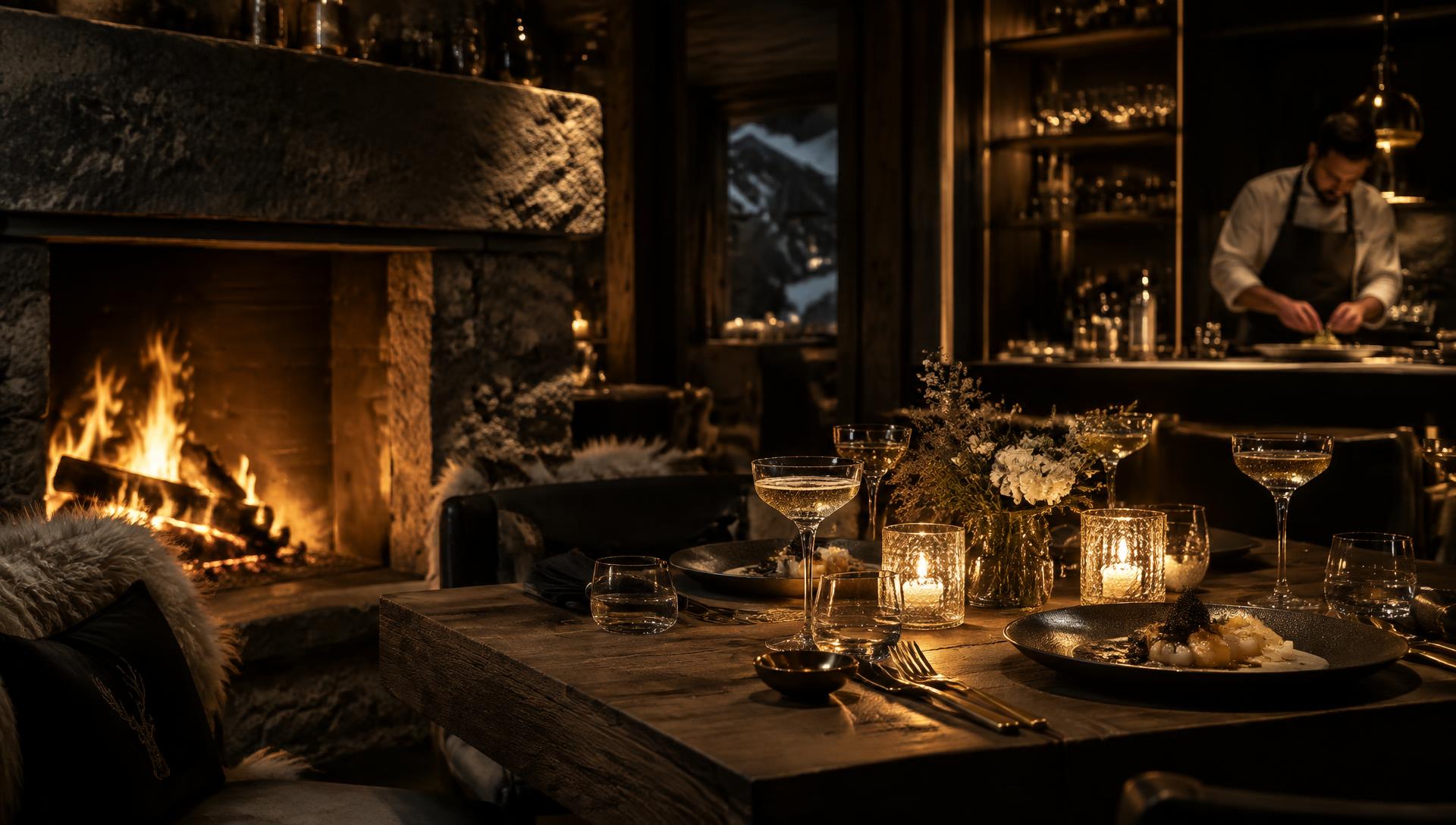 Private dining beside an open fire