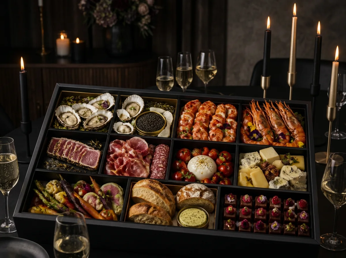 Grand Signature Platter for eight in a statement black presentation box